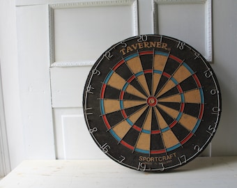 Vintage Dart Board - Taverner Sportcraft - Made in England - 18" diameter - Tavern / Bar Decor - Man Cave - Game Room - Father's Day Gift