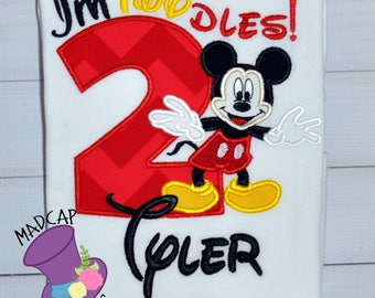 2nd- Twodles -Mickey - Mouse- Club- Inspired- Birthday - oh -Toodles - Shirt - Embroidery -Personalize- Custom -First- Second -Name- party