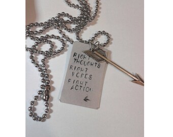 Right Thoughts, Right Words, Right Action - Franz Ferdinand - Handstamped Necklace with Charm - Alex Kapranos