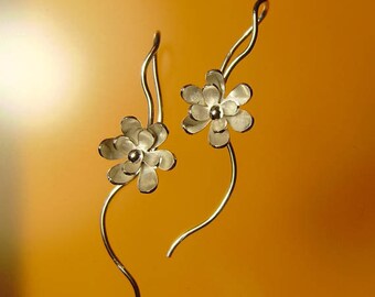 sterling silver 2 layer "zinny flower" earrings.
