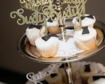 Sixty cupcake toppers .. Sixtieth birthday .. cupcake toppers ..birthday party