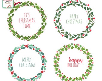 Christmas Wreath / DIGITAL DOWNLOAD / Christmas images / Vector File / Scrapbook images / Graphic Design / Christmas Clip Art