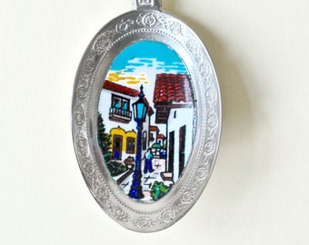 Vintage Enamel Spoon Old World California Spoon California Souvenir Spoon