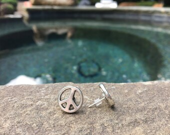 Peace Symbol Stud Earrings