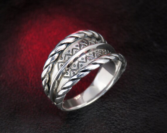 Unique ethnic silver ring Latvian national ring ancient