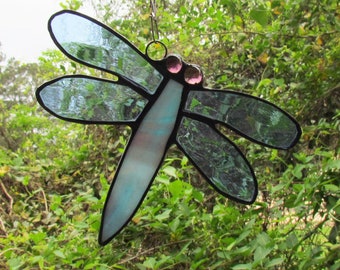 Stained Glass Dragonfly Suncatcher, Glass Dragonfly,Dragonfly Suncatcher,Blue Dragonfly,