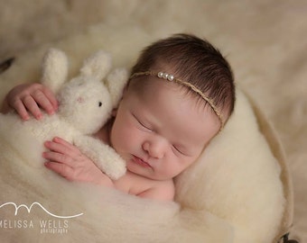 Newborn Photo Prop Knit Bunny, hand knitted bunny rabbit stuffed toy