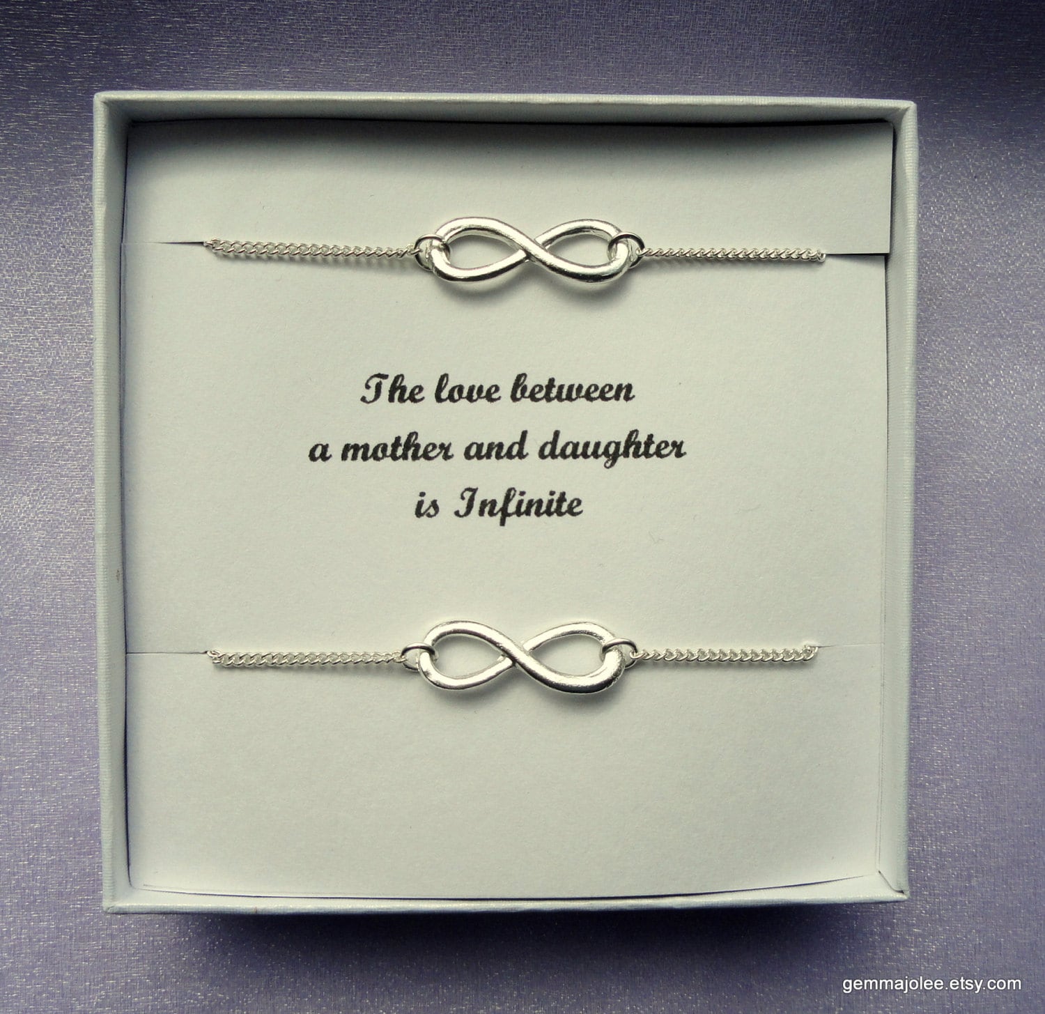 Mother daughter gift Two infinity bracelets Silver infinity