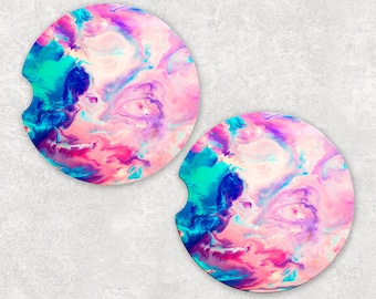 Custom Sandstone Colorful Marble Auto Car Coasters (set of2), Absorbent Sandstone Personalized Car Coasters (set of2) Gift Ideas