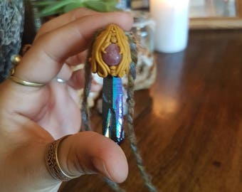 Titanium aura quartz pendant