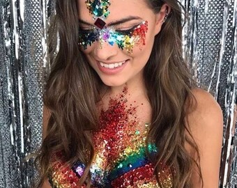 10 pride colour RAINBOW GLITTER POTS Gay Pride new festival hair face body glitter crafts