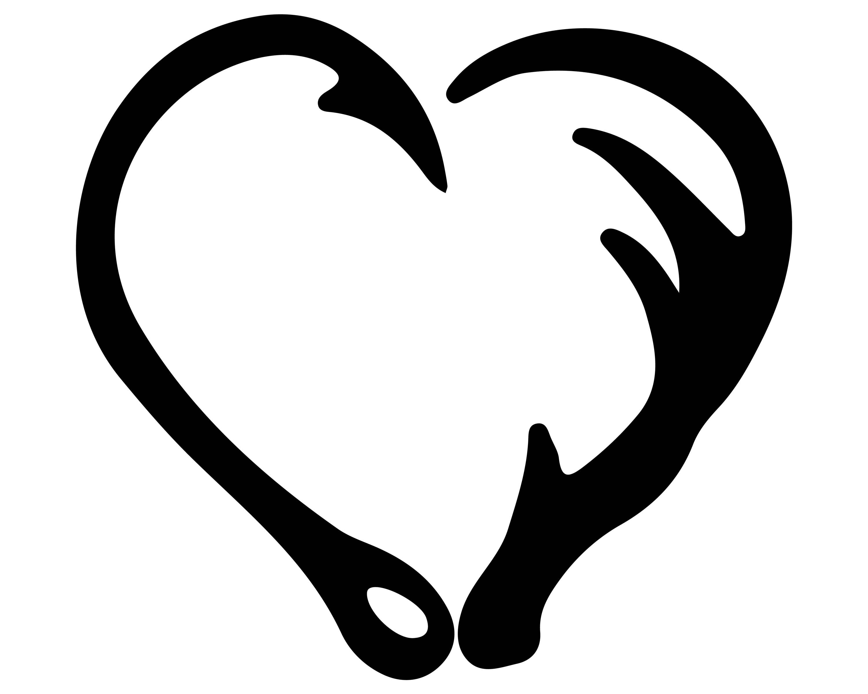 Fish Hook and Antler Heart Silhouette Clipart PNG and SVG