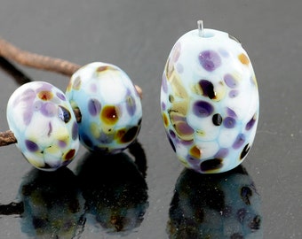 Blue Focal and Pair Handmade Glass Lampwork Beads (3 Count) by Pink Beach Studios - SRA (1775)