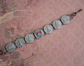 Vintage 1940s WWII Souvenir De Paris Bracelet
