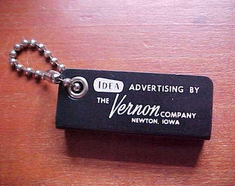 1960s THE VERNON COMPANY "My Little Black Book" Key Chain Newton Iowa True Vintage Classic Cool Address Book Advertising Company Collectible