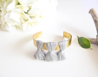 "Pinpom" grey Bangle Bracelet