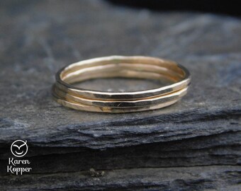 Set of 3 14k Gold filled rings (Rose or yellow), or Sterling Silver, thin ring, 1mm ring. Skinny ring, thin ring, stacking ring.