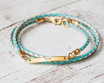Custom Name Bracelet Engraved Bracelet Leather sister Bracelet Custom Coordinates Bracelets Mother gift mom
