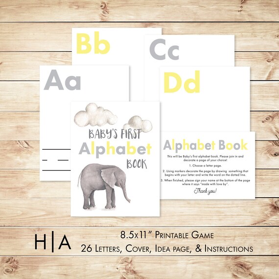 Alphabet Game Baby Shower DIY ABC Book 8.5x11 Baby's