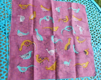 vintage Peg Thomas bird handkerchief hankie Tammis Keefe