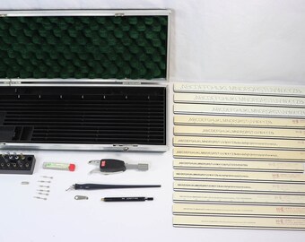 Vintage Keuffel & Esser K+E Leroy Drafting Lettering Set Drawing Tool Letters Numbers Templates Stencils Scriber Engineering Art Tools