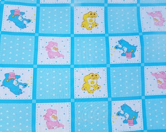 Vintage 1983 Care Bear Fabric Blue, Yellow, Pink, by Springs Ind. Inc. MCMLXXXIII American Greetings Corp,