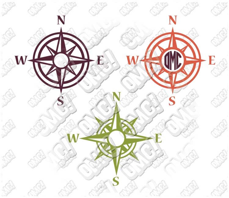 Compass Rose svg dxf eps jpeg format layered cutting files