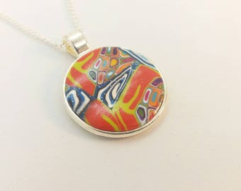 Polymer Clay Round Pendant Necklace J100101