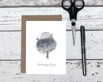 sympathy card - thinking of you - flower card - Scottish thistle card - thistle sympathy card - botanical card - condolence card