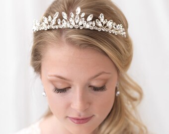 Crystal Wedding Tiara, Rhinestone Bridal Crown, Wedding Crown, Bridal Tiara, Bridal Headpiece, Wedding Hair Accessory, Floral Crown ~TI-3305