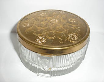 Estate Glass Gold Detailed Cover Powder Jar
