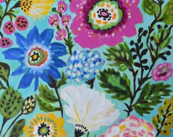 Bohemian Flowers Painting Large Nursery Art by Karen Fields