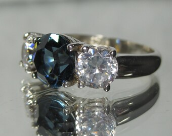 Vintage Sterling Silver London Blue Topaz Gemstone Ring Sz 7.5 M728