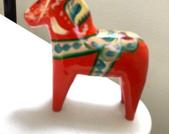 SUMMERSALE Nils Olsson Sweden, Swedish Wooden Dala Horse 4 inch tall Figurine