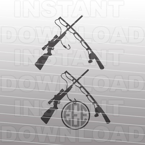 Download Fishing Pole SVG FileHunting Rifle SVGHunting Fishing SVG