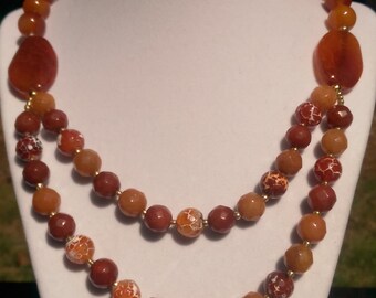 Double strand dragon veins agate necklace