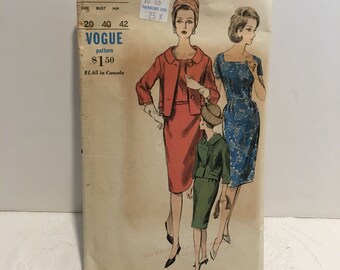 Vintage Vogue Pattern 5921 1960's Dress Size 20 Bust 40 Hip 42 Plus Size