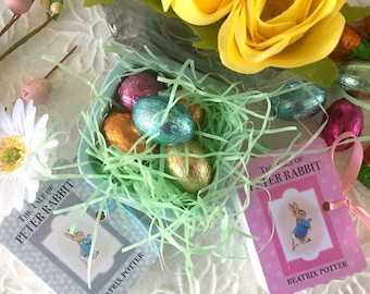 Peter Rabbit Favors Miniature Book Box | One Year Birthday | New Baby Shower | Goodie Candy Favor | Vintage Thank You | Matchbook Box Set/60