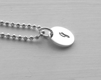 Small Initial Necklace, Letter g Necklace, Initial Jewelry, Initial g Necklace, Sterling Silver Jewelry, Charm Necklace, Hand Stamped, g