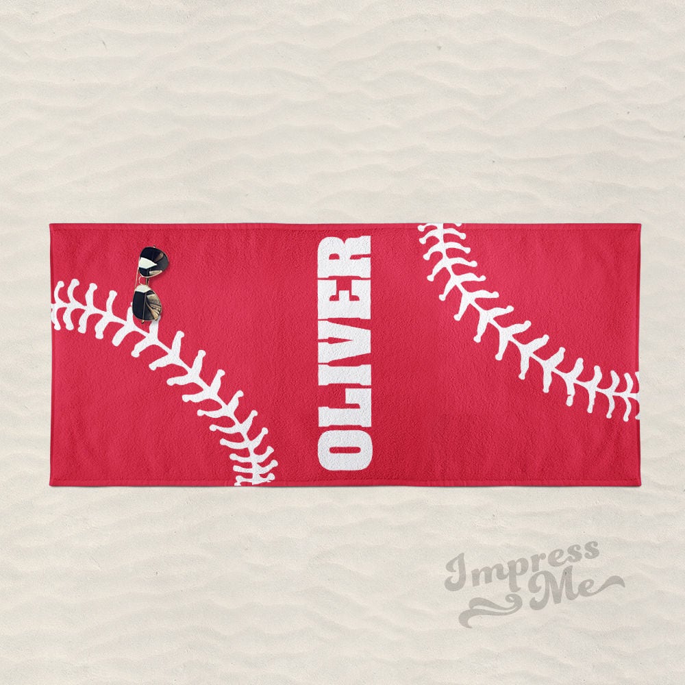 Personalized Baseball Beach Towel. Personalized with your