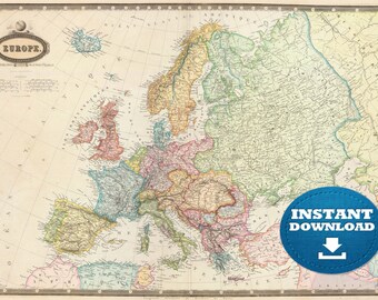 digital old map of europe printable download large europe map digital printable map