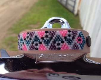 Beaded Leather Bracelet - Beaded Leather Cuff - Custom Leather Bracelet - Custom Leather Cuff - Custom Beaded Bracelet - Custom Beaded Cuff