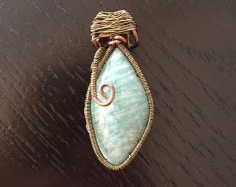 Aqua Copper Wrapped Stone