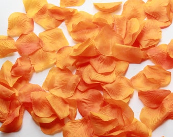 Silk Rose Petals - 100 pieces orange rose petals - rose confetti orange - fabric orange rose petals - silk petals