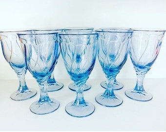 Set of 8 light blue goblets