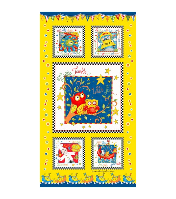 Nursery Rhyme Baby Quilt Fabric Panel Rhyme Time 6155P