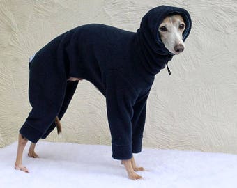 Made to order Italian Greyhound Clothing Snowsuit / Jammies with Classic Stripe jersey lined Snood/Neck Warmer - in a choice of colours
