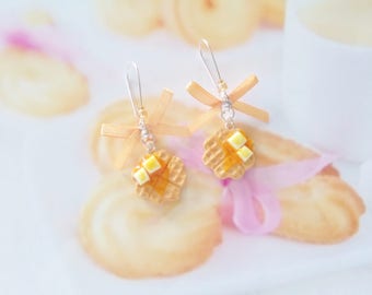 earrings waffle butter and maple syrup polymer clay