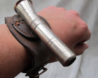 Vintage Football Referee Horn with leather strap / Football horn with strap / Made in England / Umpire horn / SAC Lower School