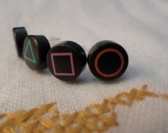 Playstation Button Stud Earrings, Set of 4 (PS2 PS3 PS4)